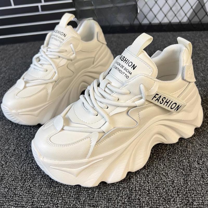Leather Dad Shoes Platform Heightening Women's Shoes Spring New Versatile Lightweight Casual Shoes Women's Sports Shoes Trend
