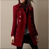 Women's Fashion Casual Solid Color Print Autumn Winter Long Sleeve POLO Neck Jackets & Coats