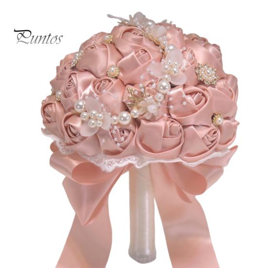 Wedding Ceremony Flower Decorations Artificial Silk Rose Bridal Bouquet with Chiffon Ribbon, Toss Flowers for Ceremony, Bouquets Bridesmaids Flowers,