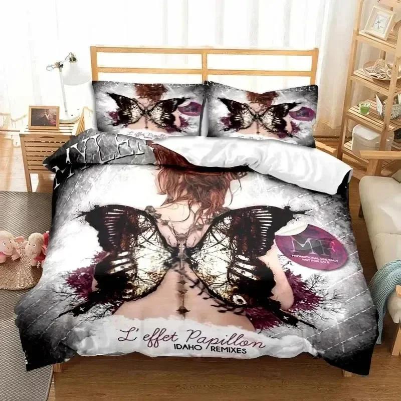 New 3D Print Singer Mylene Farmer Beding Set 3D Printed Suitable for Bedrom Soft Duvet Cover Set With Pilowcases Children Kids Home Textile