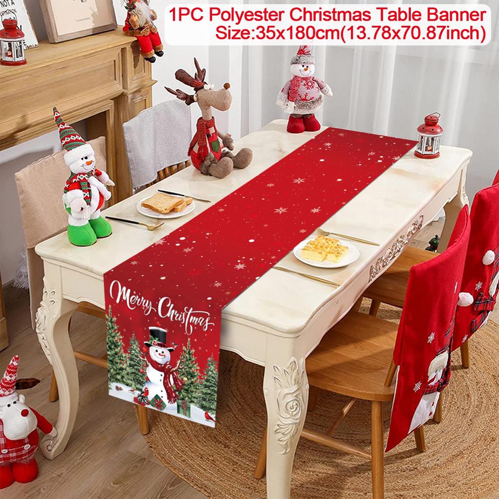 Christmas Table Runner Cloth Merry Christmas Decoration for Home 2024 Tablecloth Xmas Ornament Navidad Natal New Year Gift 2024