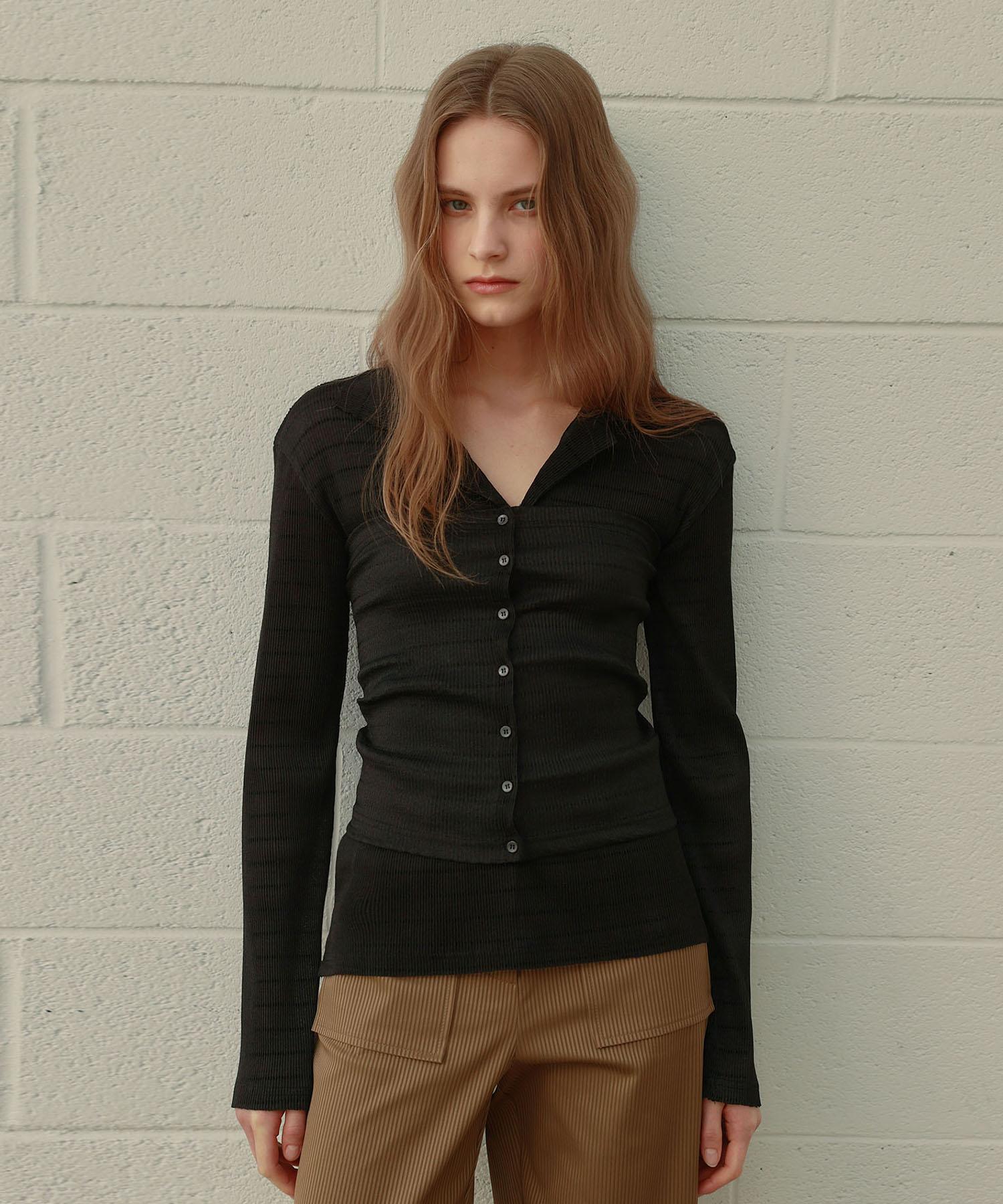 Auro Pleats Layered Shirts [ Black ]