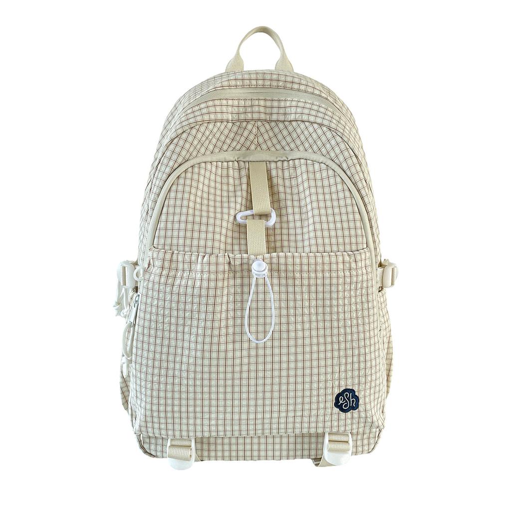 Schoolbag Campus School Bag Female Korean Edition Ins Simple Plaid Backpack High School Students Large Capacity Mori Travel Backpack