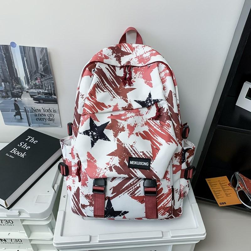 Star Graffiti Print Student Schoolbag Unisex Backpack