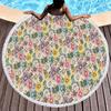 Botanical Floral Round Beach Towel Boho Flower Farmhouse Beach Blanket Pool Towels For Picnic Soft Sand Free Absorbent Yoga Mat