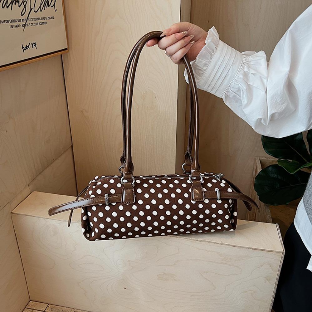 High-end Large Capacity Polka Dot Handbag Zipper Design Polka Dot Armpit Bag Women's Bag Women