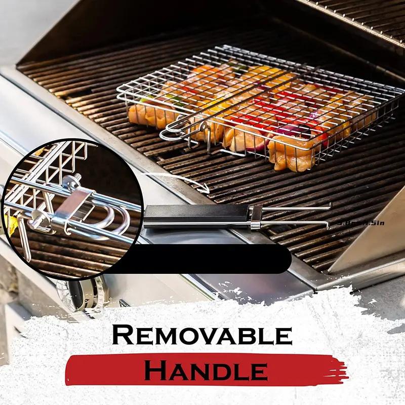 Foldable 304 Stainless Steel Bbq Mesh Non Stick Grilling Basket Grill Mesh Mat Meat Vegetable Steak Picnic Party Barbecue Tool