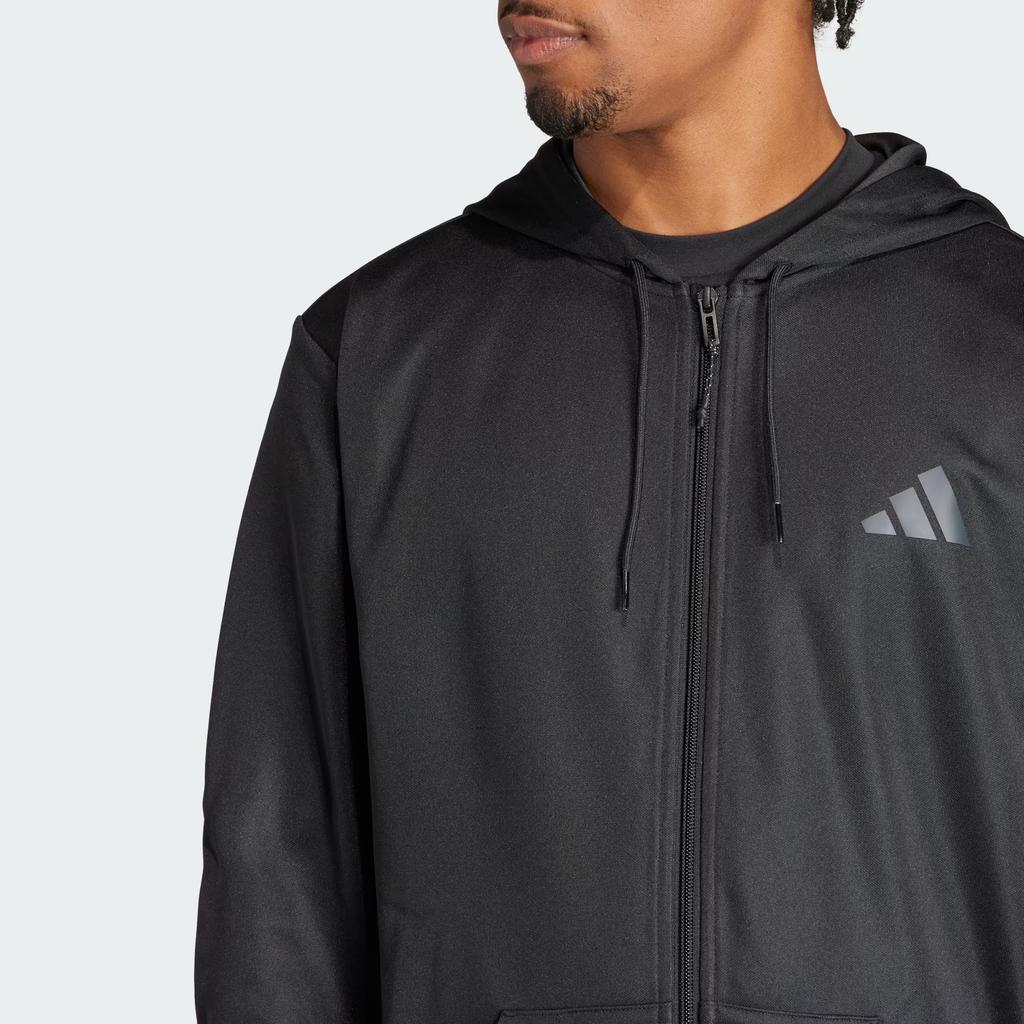 adidas Train Essentials Seasonal Full-Zip Hoodie Black Men Streetwear IS6700