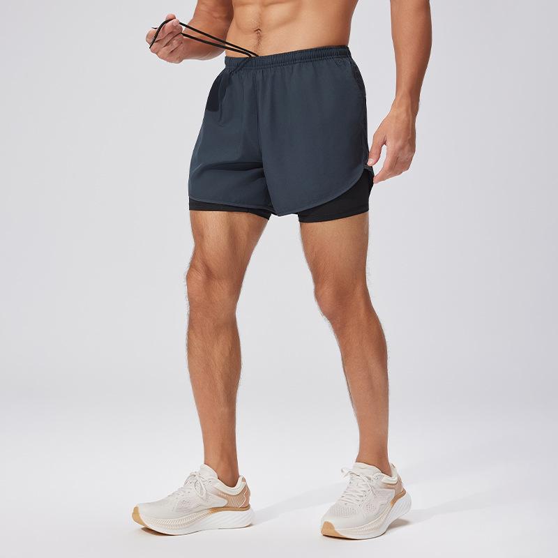 Men's Outdoor Quick-Dry Running Shorts with Waist Bag, Double Layer, Summer Track and Field Shorts