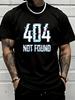 Unisex Dunkelgraues Rundhals-T-Shirt 404 Not Found Textdruck Oversized Kurzarm Unisex Sommer Streetwear Lässig Tägliches Basic Oberteil