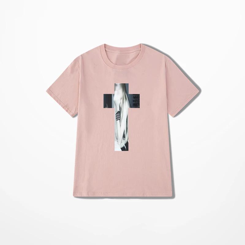 Cross Hip Hop Harajuku flat Print 100% pure cotton T-shirt Street Punk men's short-sleeved T-shirt Retro Gothic Y2Kt T-shirt
