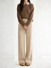 Spring Women's Silk Wool Wide-Leg Knit Pants: Loose, Drapey, Elastic, Soft, Double-Sided Texture.