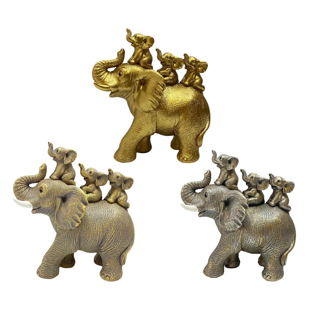 Elegant Resins Elephant Mother and Baby Figurine Sculpture for Home Decoration Collectible Ornament and Gift Giving