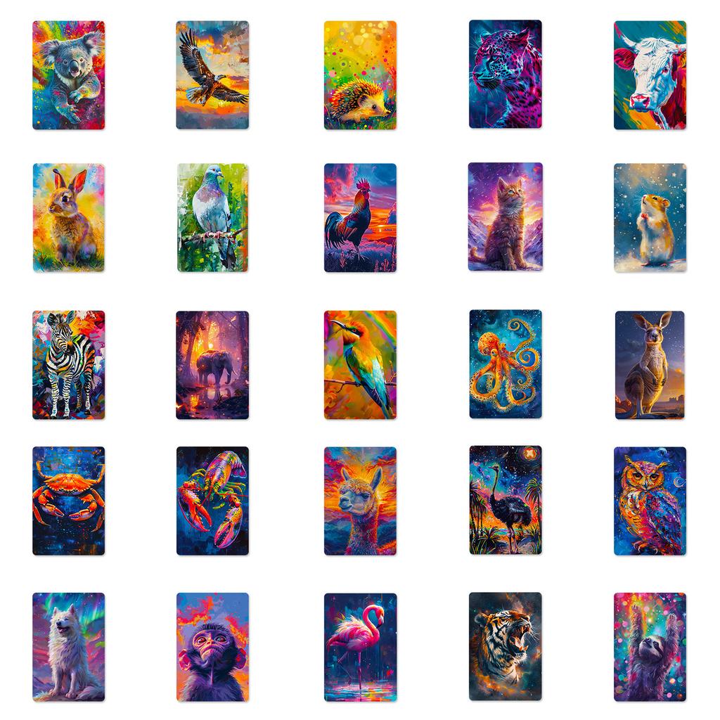 50 Galaxy Colorful Animal Series Fantasy Oil Painting Graffiti Style Cartoon Stickers DIY Decoration