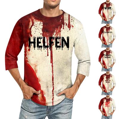 Men's Solid Color Round Neck Three Quarter Sleeve Top T-shirt