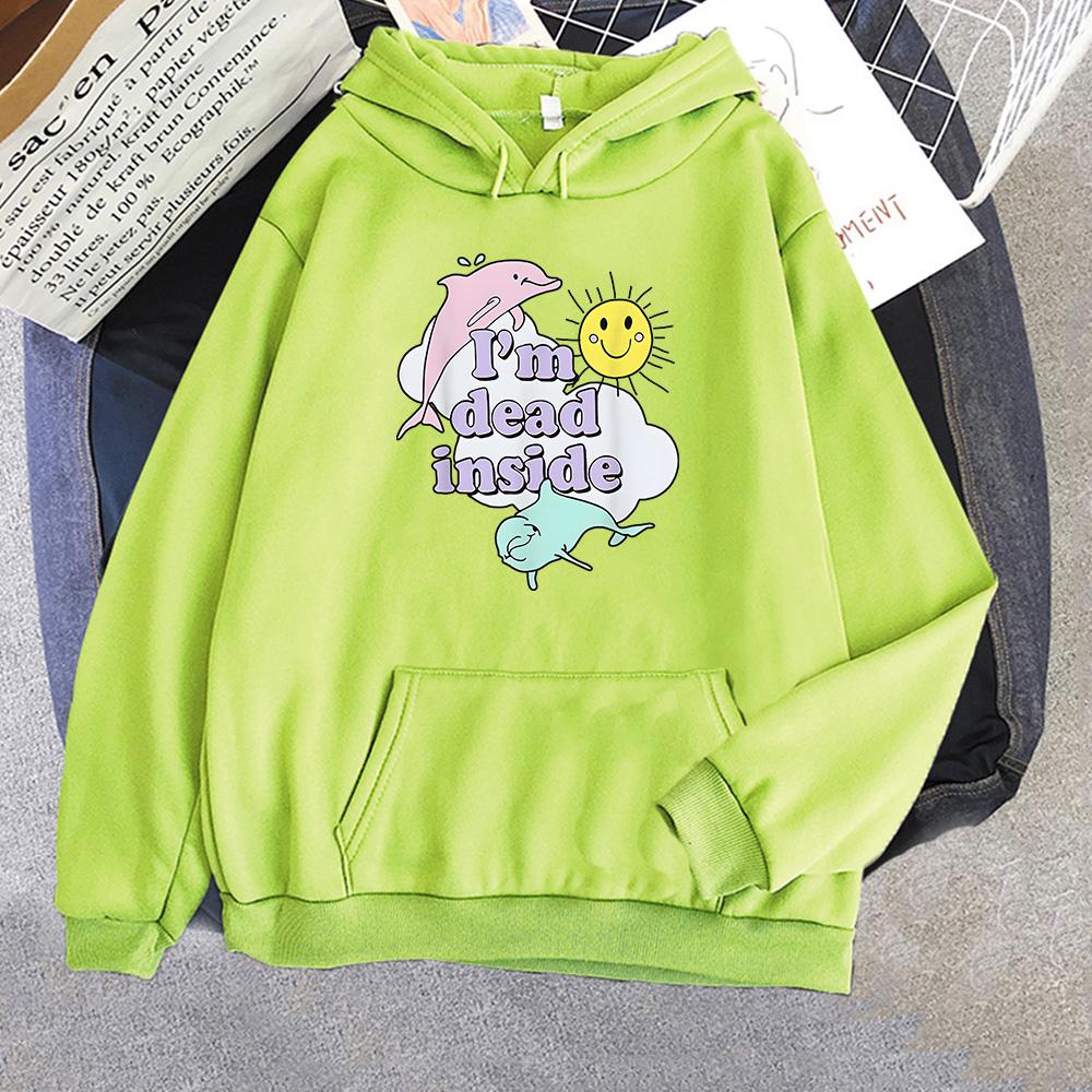 I'm Dead Inside Dolphin Sweatshirt Unisex/wo Unisex Lose Pullover Kawaii Cartoon Kleidung Beliebte Anime Hoodie Herbst Casual Hoody