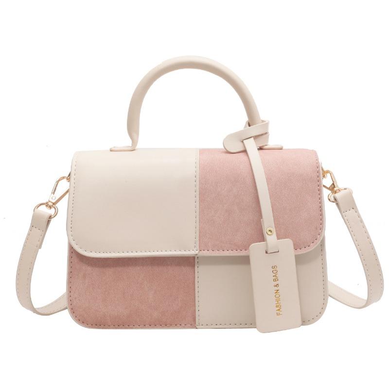 pu small square bag women's summer contrasting color fashion high-end texture messenger bag portable shoulder bag