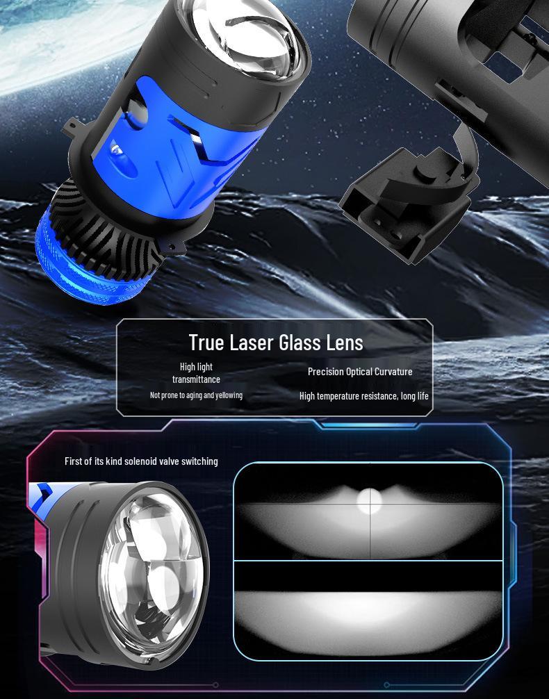 Universal Car & Motorcycle LED Headlight H4 Fish Eye Laser Lens - High/Low Beam