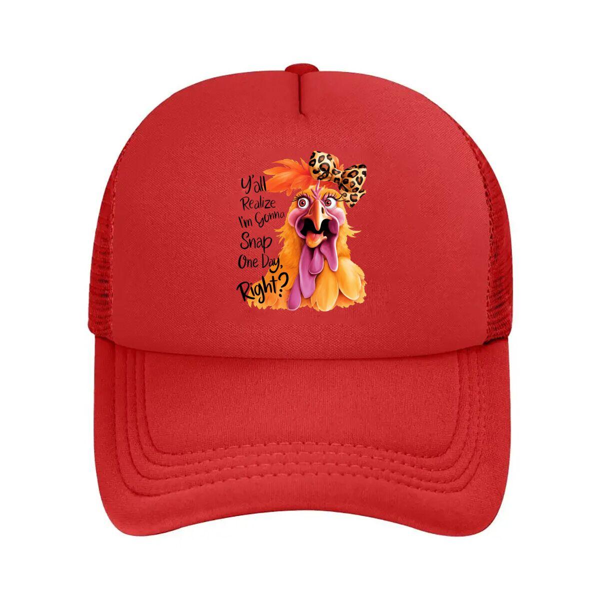 Funny Rooster Leopard Bow Mesh Baseball Cap Hip Hop Adjustable