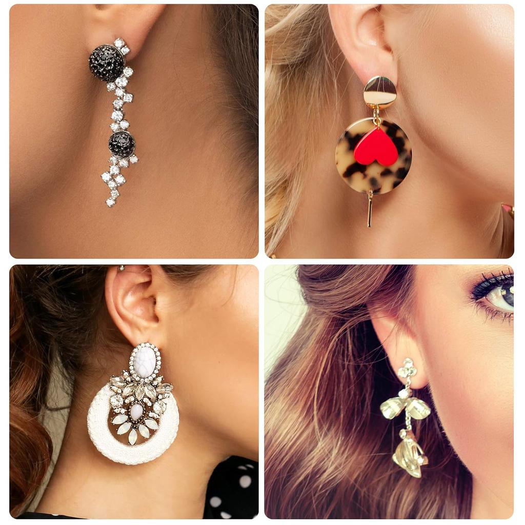 4240 Sztuk Zestaw Materiałów do Robienia Kolczyków Haczyki do Kolczyków Kółka Łączące Zapięcia do Kolczyków Karty na Kolczyki Sztyfty do Kolczyków Szpilki z Kółkiem Pęseta Biżuteryjna Kółko Łączące