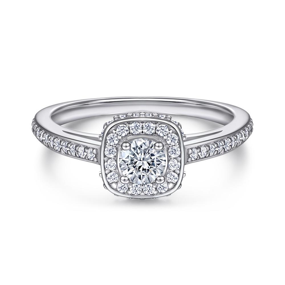 

Ring Female S925 Silver Jewelry Classic Square Row Diamond Wedding Ring