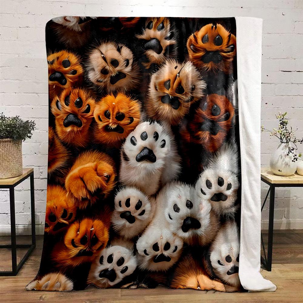Cute Cat Paw Print Blanket bedroom Blanket for Livingroom Couch lunch break Soft throw for Friend's festival Gift