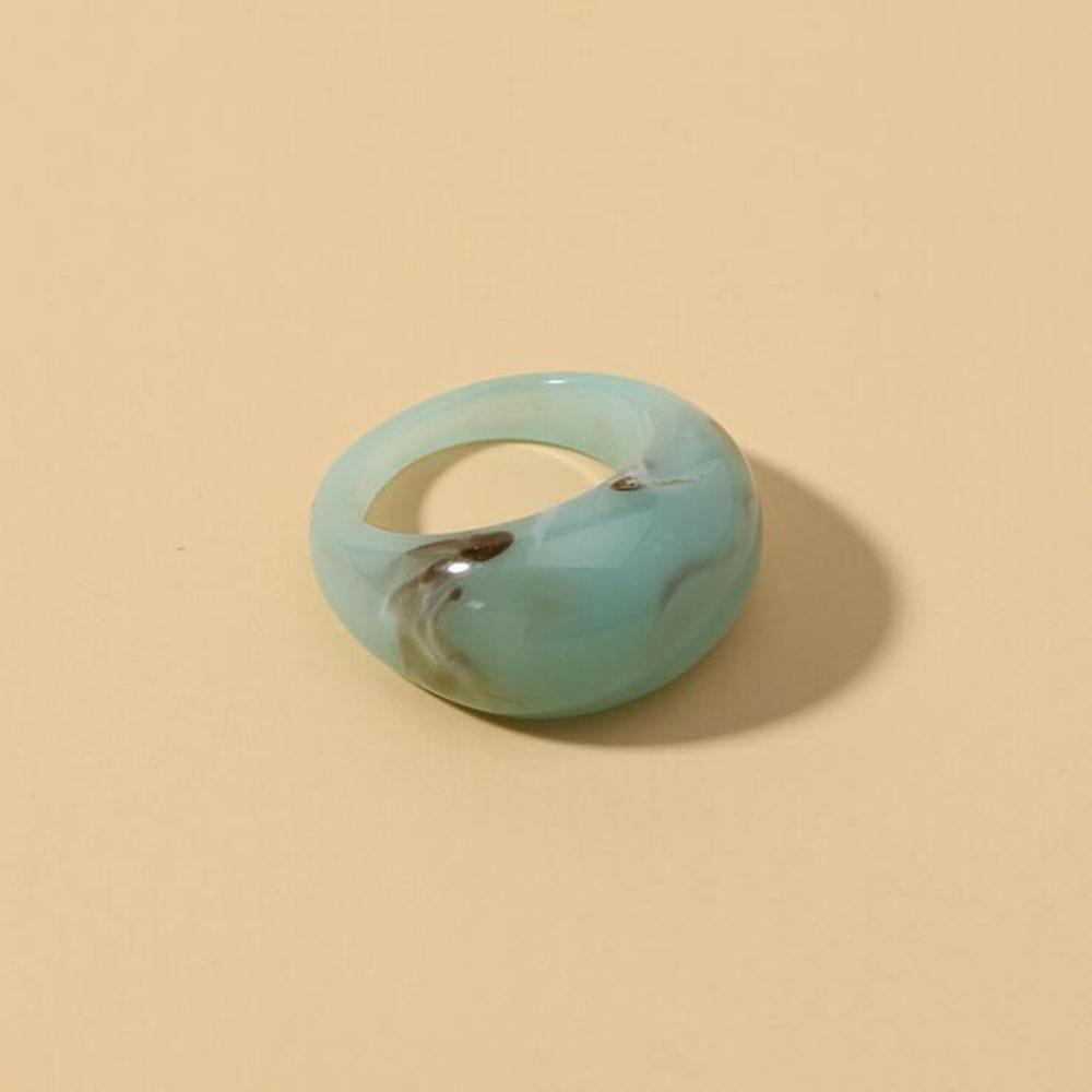 New Trendy Big Round Acrylic Resin Rings for Women Geometric Colorful Finger Ring for Girls Party Korean Fashion Zircon