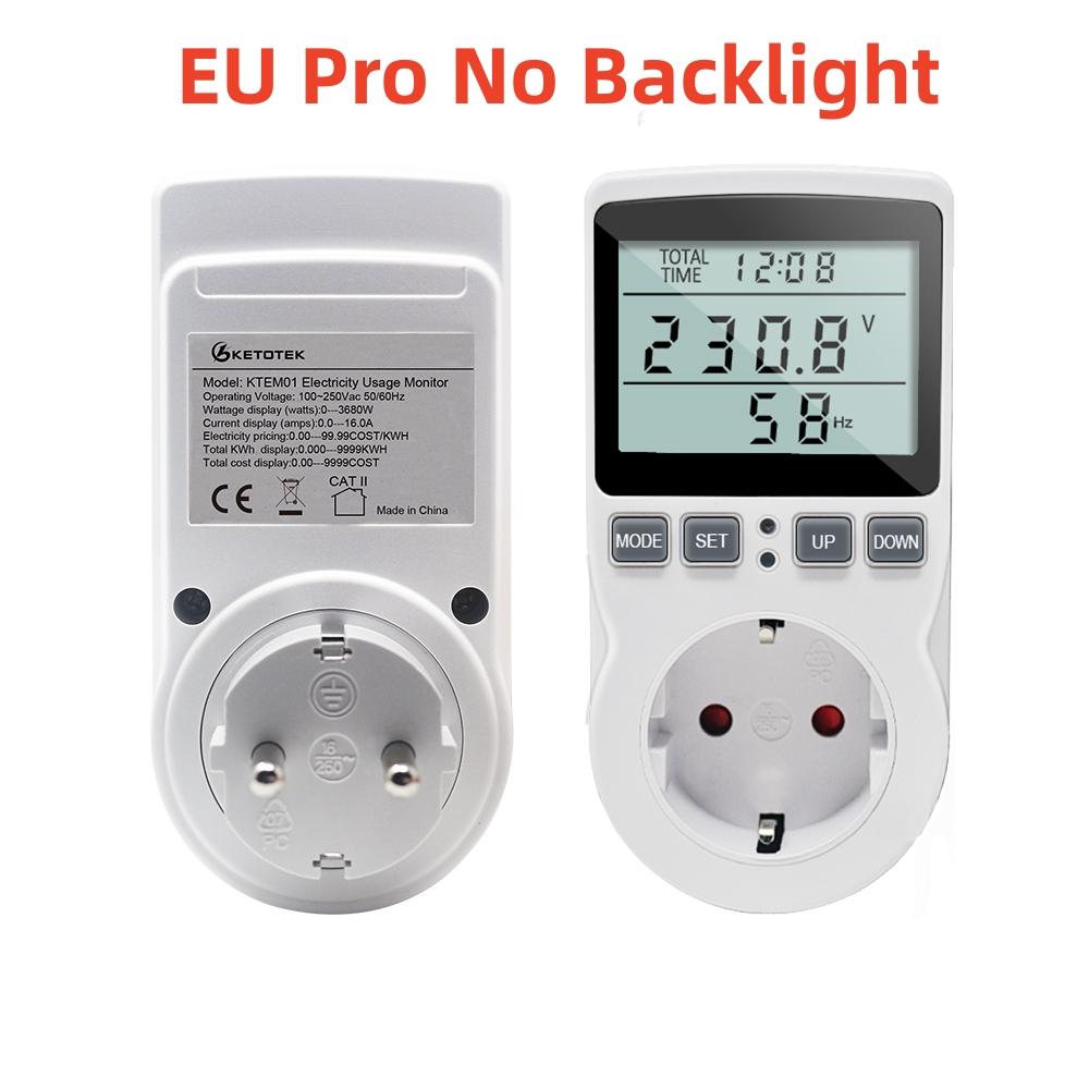Vatímetro de voltaje Digital, medidor de potencia, toma de potencia, analizador Kwh, salida de medición, medidor de energía, enchufe europeo