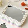 Corrugated Desktop Makeup Mirror Solid Color Simple Portable Handheld Makeup Mirror Foldable Student Compact Cute Mirror