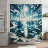 Snowy Mountain Iceberg Shower Curtain Printed Bath Decorations Waterproof Fabric for Home Bathroom Decor White Blue Color 3D Pri