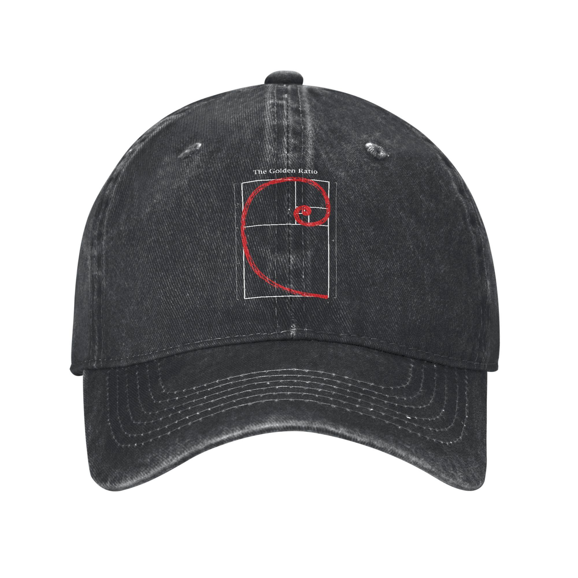 Hokusai Meets Fibonacci Golden Ratio Baseball Caps Fashion Distressed Washed Geek Math Headwear Unisex Outdoor Running Hats Cap One Size