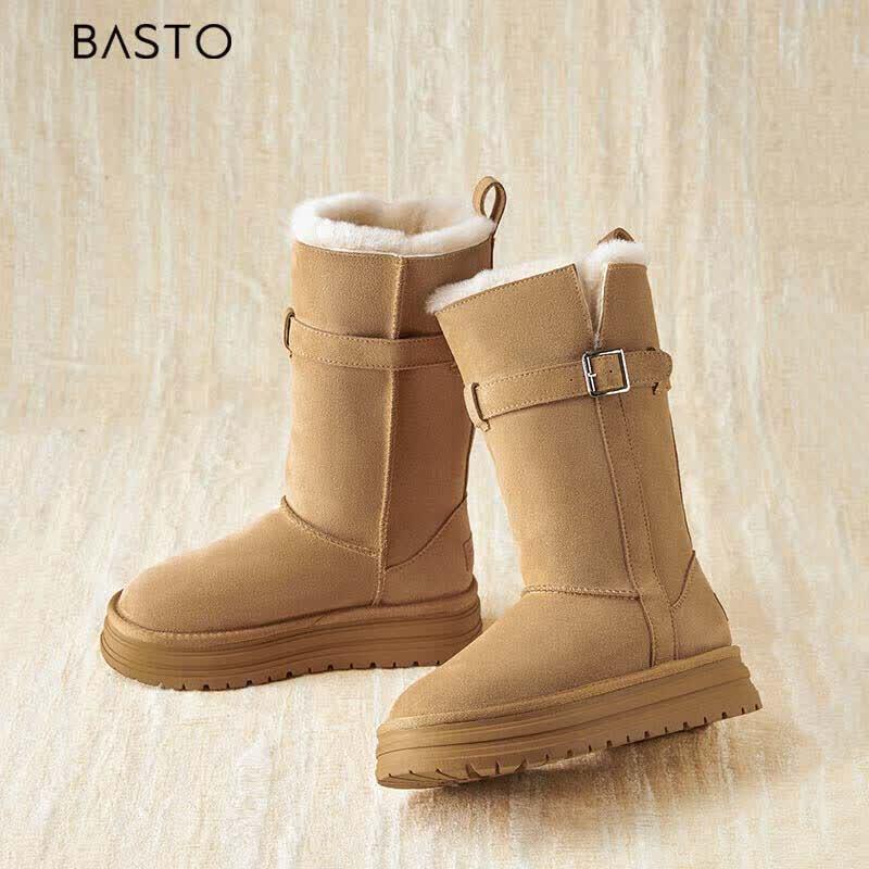 BASTO Women s Fashion Warm Mid-Calf Snow Boots 36