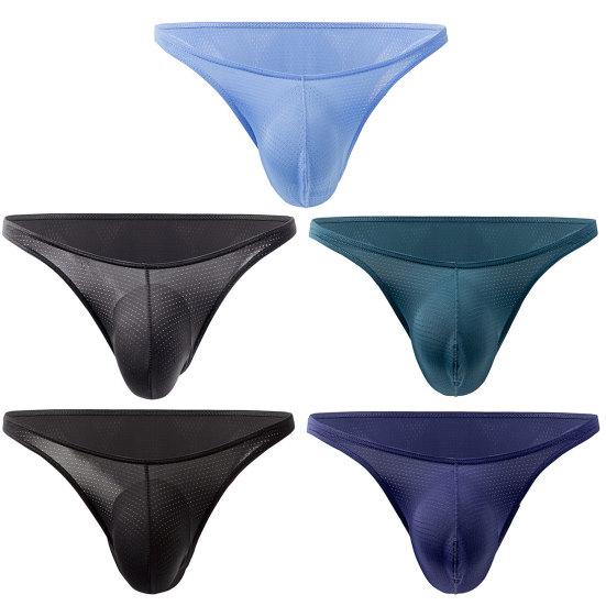 Men Underpants Highly Elastic Breathable Non-Fading Low Waist Friendly To Skin Moisture Wicking Nylon Stretchy Mesh Men Briefs Bikini Underpants