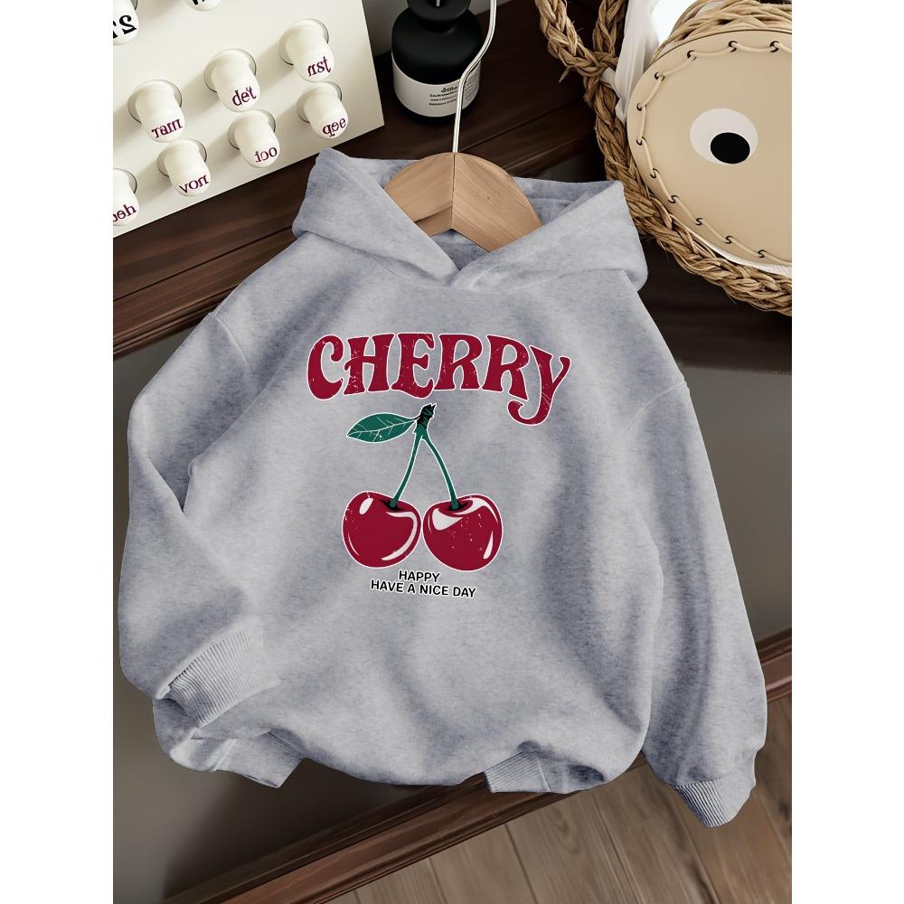 Children's CHERRY CHERRY Letter Printed Hoodie Retro Sweet Style Children's Casual Long-sleeved Pullover