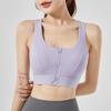 Premium Front Zipper Sports Bra - Shockproof High-Impact with Built-in Cups & Stylish Back Design for Women