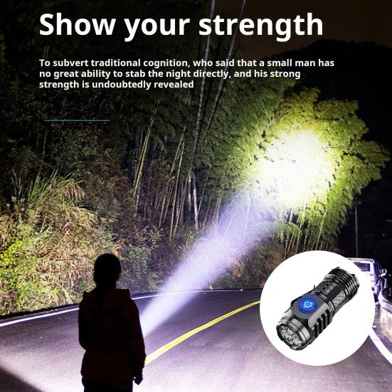 2Pcs Super Power Flashlights with 5 Lighting Modes High Lumens Waterproof Rechargeable Powerful Mini LED Flashlight Emergency Torch