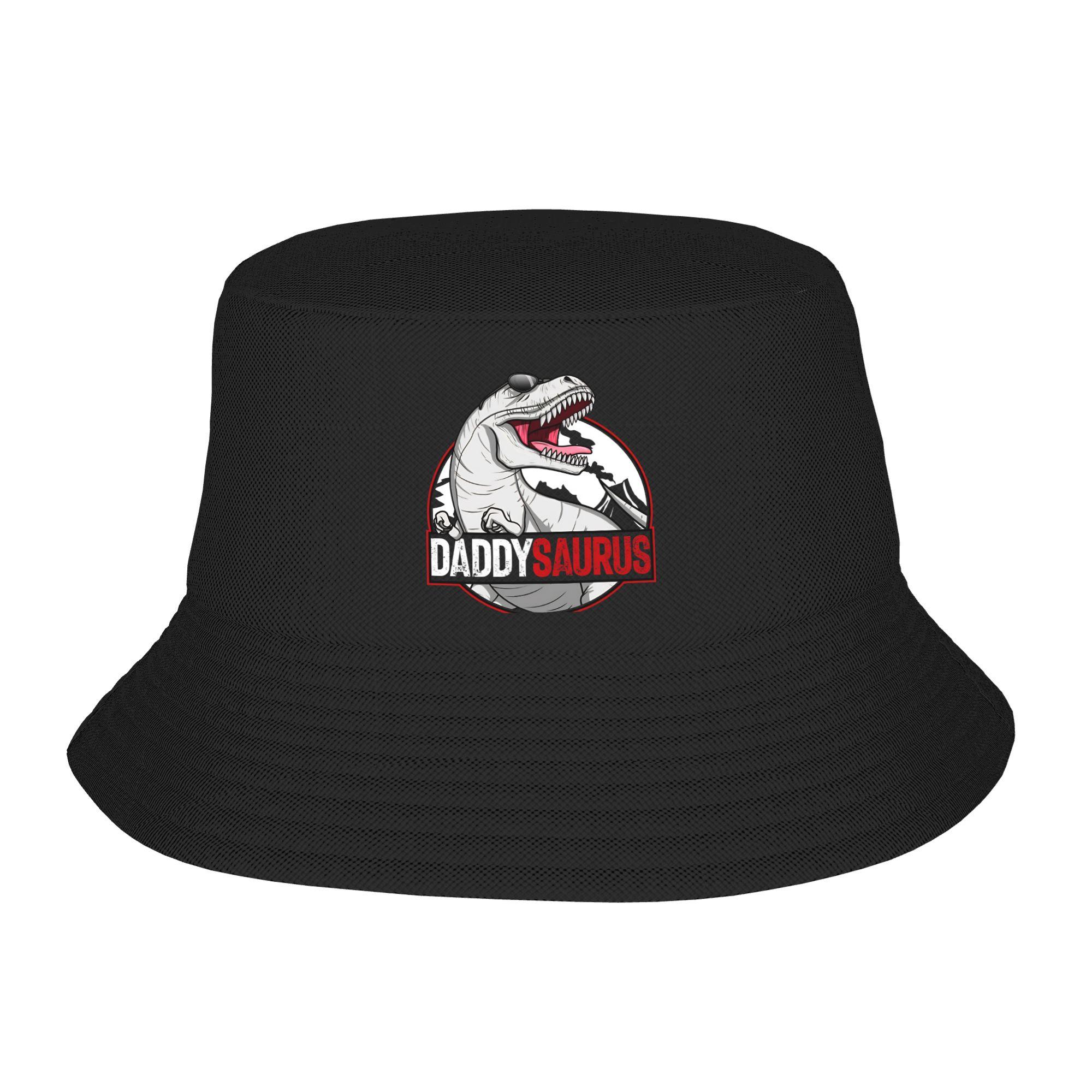 Daddy Saurus TRex Matching Bucket Hat Spring Dinosaur Daddy Saurus FisherUnisex Hats Unisex Foldable Vacation Caps Sunscreen Hats One Size