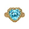 New Accessory Set Necklace Ring Earring Inlaid With Navy Blue Heart-shaped Design Women Fashionable High-end