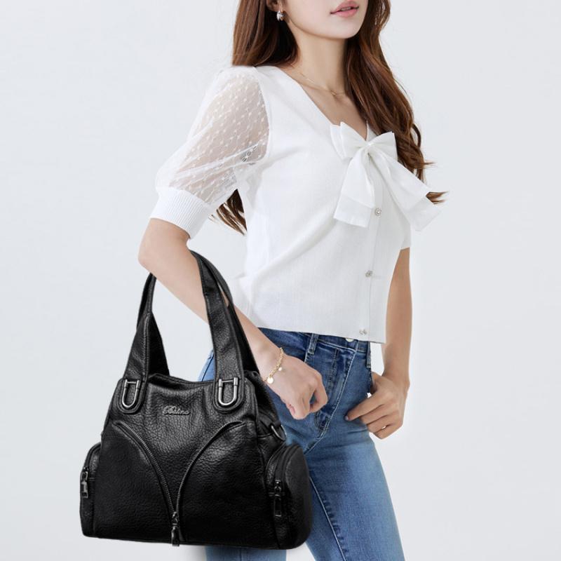 Women'S Handbag 2025 Summer Carving Decor Shoulder Bag Fashion Purse Soft Leather Large Capacity Shopping Handbags Satchel Bag Mom'S Bags