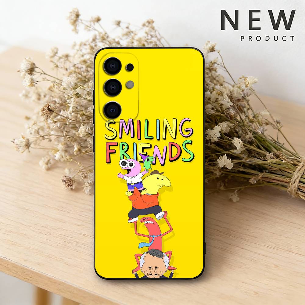 Cartoon S-Smiling friends phone Case For Samsung S26,25,24,21,22,23,30,20,Ultra,Plus,Fe,Lite Black Soft Cover