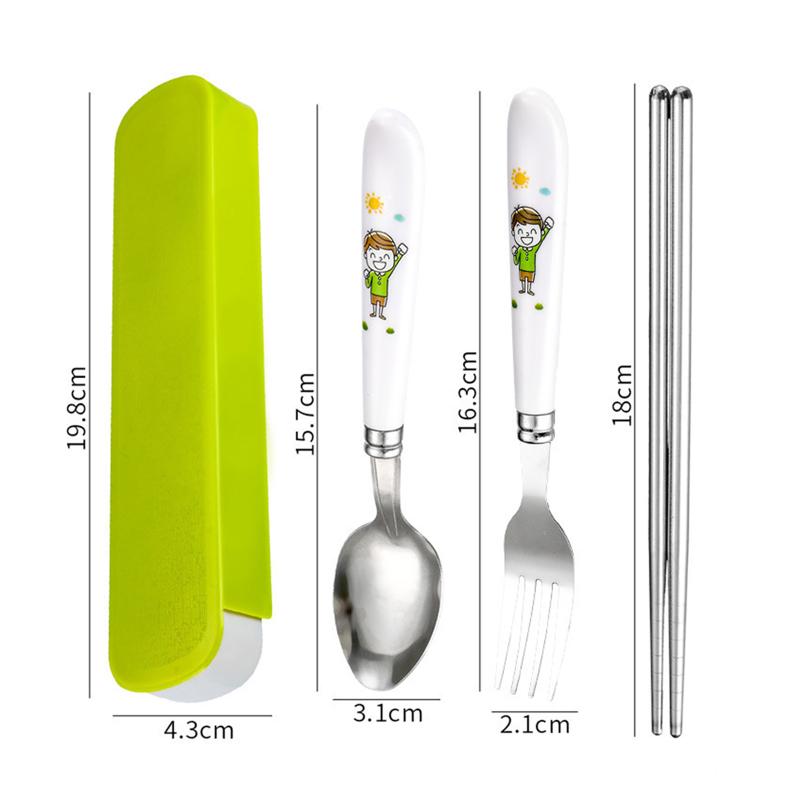 Stainless Steel Chopsticks Spoons Three Piece Portable Cutlery Set Student Travel Cutlery Spoons Chopsticks Forks