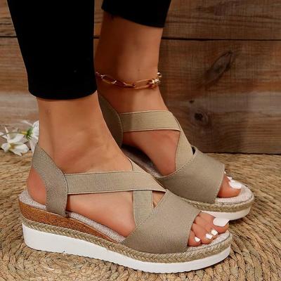 European and American Women's Sandals Summer Flat Wedge Fishmouth Casual Women's Sandals