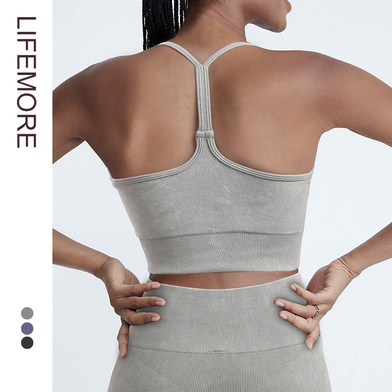 

Supai Taomei Back Yoga Vest Shockproof Push-up Workout Underwear Small Chest Spaghetti Strap Sports Sling Bra Female Summer M Sand wash green Intimates