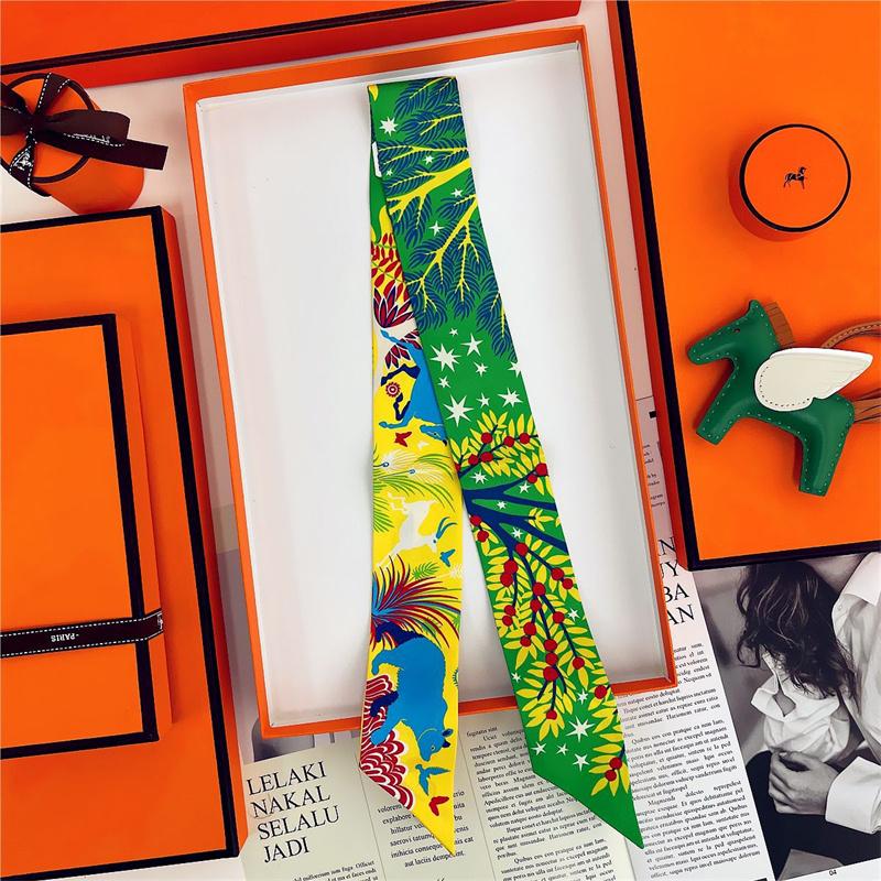 2025 Brand Design Horse Animal Women Mulberry Silk Scarf Luxury Scarves Headband Foulard Skinny Bag Wrap Scarves Neckerchief