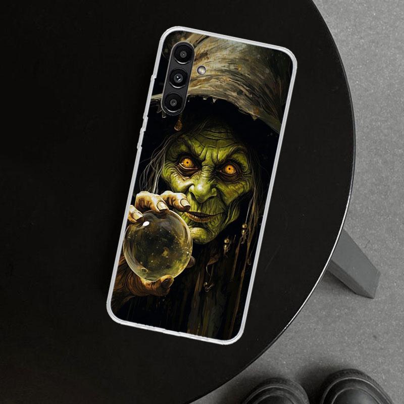 Halloween Moon Witch Horror Phone Case Cover for Samsung Galaxy A17 A16 A26 A36 A56 A57 A37 A15 A25 A35 A55 A14 A24 A34 A54 A13
