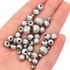 40pcs/lot 4 6 8mm Stainless Steel Beads Streaks Shape Spacers Loose Round Beads For DIY Jewelry Making Accessories Findings