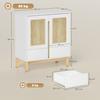 Buffet - HOMCOM - 2 portes, 2 tiroirs et étagère réglable, pieds en bois de caoutchouc - style nordique - 80 x 40 x 86 cm - blanc