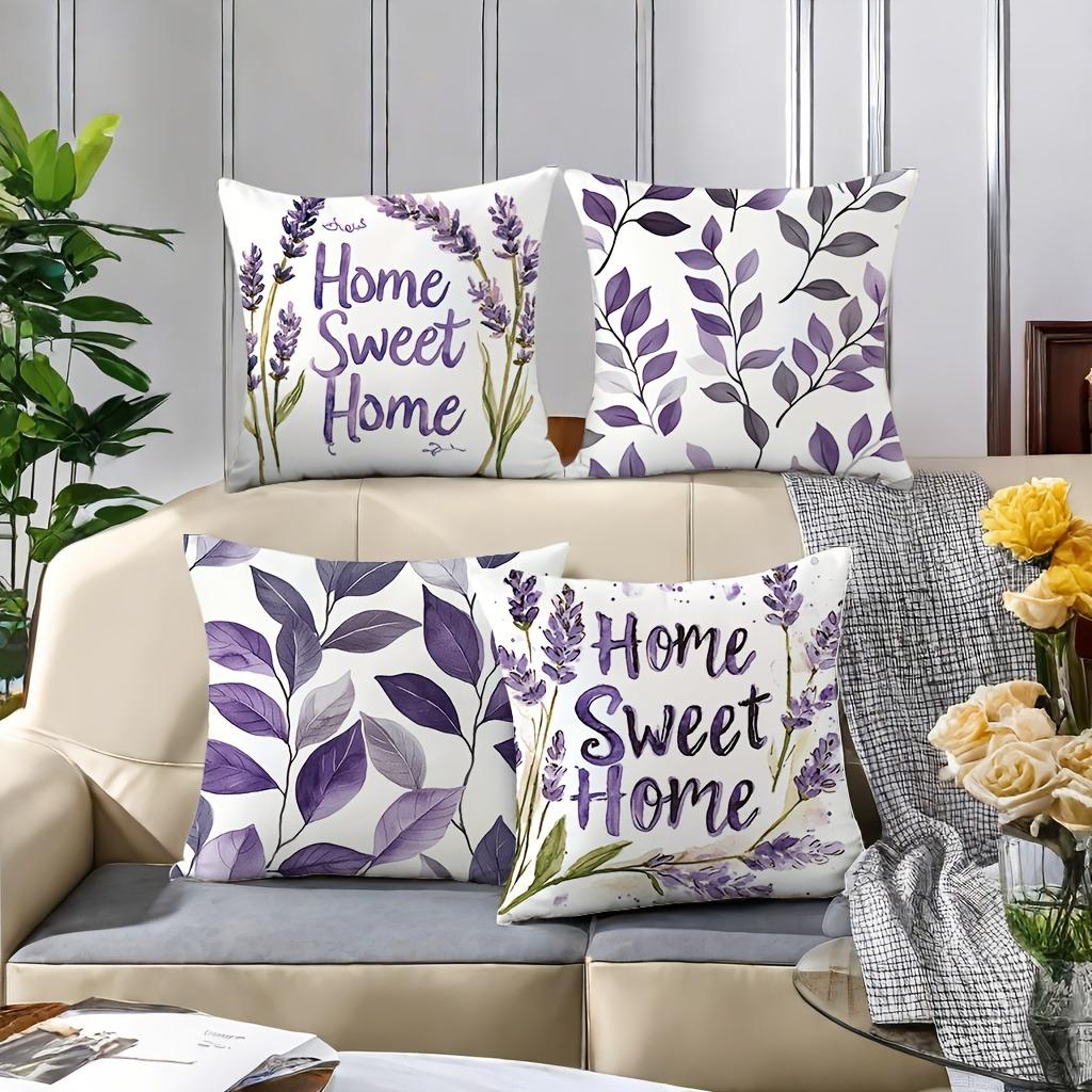 Fodera per Cuscino Decorativa per la Casa, Stile Lavanda Viola Chiaro, per Divano in Salotto, Poliestere, con Cerniera