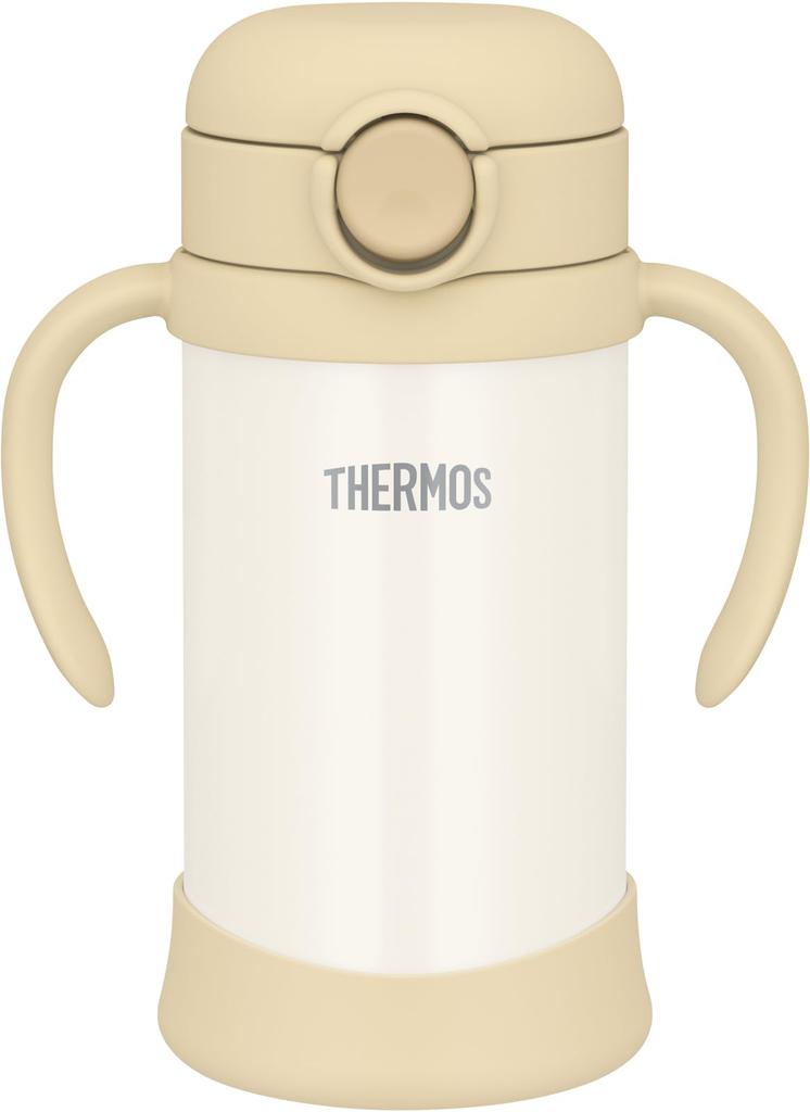 Thermos Baby Straw Mug with Integrated Spout and Sand for Cold Drinks SDBE Gasket, 350ml, Beige, Only, FJT-350