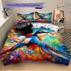 3pcs Colorful Bird Bedding Cover Set, Fashion Classic Popular Print Bedding Set, Soft Comfortable, All Season Use, For Bedroom, Guest Rooma0819183